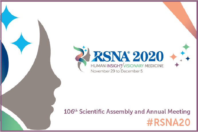 white background with RSNA 2020 in blue and grey side-profile of a person